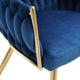 Artiss Dining Chair Velvet Weaving Armchair Blue UPHO-C-DIN-01-VEL-BL