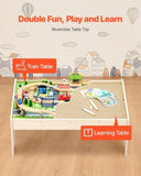 Train Table, 84 Multicolor Pieces Kids Activity Table with Collapsible Storage Bin, 3-in-1 V952-CGKHCZ382451O3JQK001V0