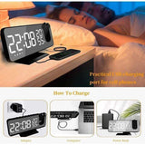 Projector Alarm Clock with Radio, Digital Clock, USB Alarm Clock Radio with Dual Alarm and 7 LED V1237-ZY-715-193
