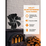 Wood Stove Fan 6 Blades Heat Powered Fireplace Fan Quiet Fan With Overheat Protection For Wood V1188-MS-227-2263