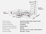 50 x 29.5 x 8.7 in Hitch Cargo Carrier, 500lb Capacity Trailer Hitch Mount Aluminum Cargo Basket V952-CHXLK47286500HPGUV0
