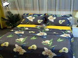 100% Cotton Coverlet Set Embroidered Orchid Queen V442-STT-COVERLET-EMBORCHID-CHARCOAL-QS