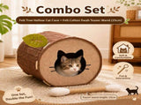 Felt Cat Cave Bed with Catnip Stick Toy 2 Piece Set - Leaf Shaped Cat House Tunnel Bed with V888-ELOSUNG54973