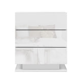 Artiss 2x Bedside Table LED 3 Drawers - MORI White FURNI-O-LED-BS-02-WHX2