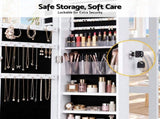 Artiss Lockable Jewellery Cabinet, Mobile Frameless Mirror, White JC-B-ROT01-170-WH