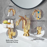 Swan-Shaped Bathroom Faucet Single-Handle Single-Hole Sink Faucet, Deck-Mounted, Short Model, V1107-113-02604-GLD-19CM