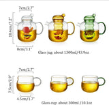 Handmade glass teapot for the stove with removable glass tea infuser - 2-in-1 flower teapot V1259-DP01-BO-385