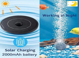 Solar-Powered Aquarium Air Pump with 2000mAh Backup Battery, Dual Outlets for Fish Tank, Pond & V1341-ZY-9SV8J3MK-BLACK
