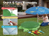 Keezi Kids Sandpit Turtle Sandbox Toys with Umbrella Lid Green 8 Accessories 3 SAND-TURTLE-GN