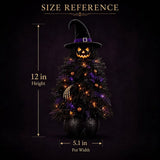 12 Inch Light Up Halloween Witch Tree Decoration, Glowing Pumpkin Witch Tree Ornament for Outdoor V1369-AZ3-W-21665
