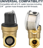 RV Water Pressure Regulator Valve, Adjustable Water Pressure Reducer with Gauge and Inlet Screen V1258-DP02-C-2439