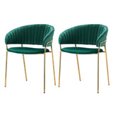 Artiss Dining Chairs Set of 2 Velvet Hollow Armchair Green DINING-B-C04-VEL-GNX2