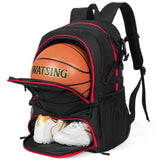 Basketball Backpack with Sneaker Compartment, Football Sports Training Bag with Red Zipper V1308-DSZKI-318