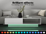 Artiss LED TV Unit & Coffee Table Set Storage Cabinet White FUR-TV-COF-LED-WH