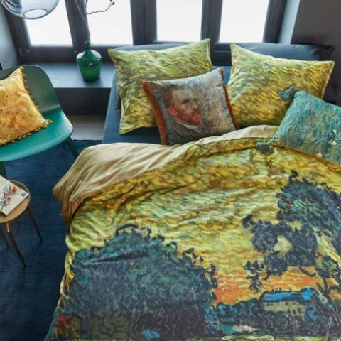 Van Gogh Evening Twilight Ochre Cotton Sateen Quilt Cover Set Queen V442-HIN-QUILTCS-EVENINGTWILIGHT-OCHRE-QS