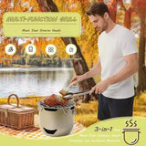 1 Piece Portable Charcoal Grill, 304 Stainless Steel Mini BBQ with Carry Handle for Camping and V1189-LC-HW-00340