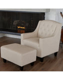 Canberra Fabric Armchair & Ottoman in Begie Linen V1041-JSF-5007BEGIE