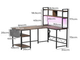 Levede L Shaped Gaming Desk with LED Lights Brown DH1053-BR
