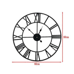 60cm Industrial Large Wall Clock, Round Metal Wall Clocks Roman Numerals Style V63-844681