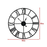 60cm Industrial Large Wall Clock, Round Metal Wall Clocks Roman Numerals Style V63-844681