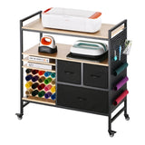 Rolling Craft Cart and Storage Table with 20 Vinyl Roll Holders 3 Drawers Black V952-QGJZHSMABGFB20V46V0