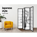 Artiss 4 Panel Room Divider Screen 174x179cm Bamboo Black White RD-5019-4P-BK