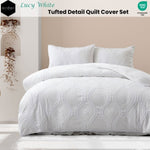 Ardor Lucy White Tufted Detail Quilt Cover Set Queen V442-INT-QUILTCS-LUCYTUFTED-WHITE-QS