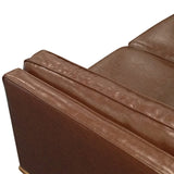 Single Seater Armchair Faux Leather Sofa Modern Lounge Accent Chair in Brown with Wooden Frame V43-SOF-YOKBR1S