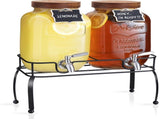 Glass Drink Dispenser for Parties, 1 Gallon Beverage Dispenser with Stand and Spigot Solid Stainless V1258-DP02-WO-40