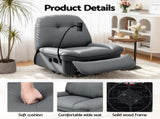 Artiss Manual Swivel Rocker Recliner with USB Ports Rocking Chair Nursery Sofa Lounge RECLINER-A22-PU-GY