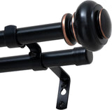 Double Curtain Rods for Windows 16.2 to 90.6 Inches 3/4 inch Diameter Adjustable Decorative V1259-DP01-A-4439