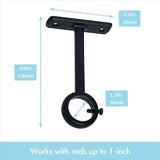 Ceiling Mounted Curtain Rod Brackets, Heavy Duty Ceiling Bracket for 1 Inch Curtain Rod Holder V1369-AZ3-W-11239
