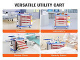 5 Tiers Lab Carts, Lab Utility Cart with 5 Drawers & 4 Silent Wheels, Mobile Medical Cart with PP V952-SYSTCECKFLS4VNN2DV3