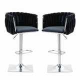 SERENIT Modern Velvet Breakfast Bar Stools Swivel Barstools Adjustable Counter Stools with Backrest V255-SP1782R-BLACK
