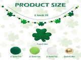 8.2 Ft St. Patrick's Day Felt Banner 3D Lucky Shamrock Clover with Gold Bead Hanging Garland Green V1258-DP02-WO-149