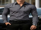 Men'S Formal Shirt Slim Fit Dress Shirt Long Sleeve Shirt Printed Shirt - Purple - Size S V1106-M-APP-81125-PURP-SAUSEU46