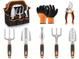 Orange 8-Piece Heavy-Duty Gardening Tool Set with Ergonomic Handles and Storage Bag V888-ELOSUNG12840