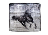 375gsm 1 Ply 3D Print Faux Mink Blanket Queen 200x240 cm Galloping Horse V442-BZO-BLANKET-3753DHORSE-SILVER-QS