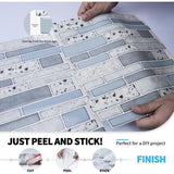 10 Pieces, Adhesive Wall Tiles, Vinyl Kitchen Backsplash, Marble Wall Stickers, Blue, 30X30Cm V1188-MS-227-0937