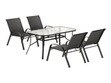 Gardeon 5PC Outdoor Dining Set Table and Chairs Patio Furniture Bistro Set Garden Black FF-DINING-120-5PCS-BK
