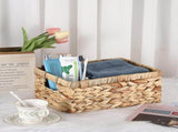 Water Hyacinth Storage Basket Bin Handwoven Decorative Basket Wicker Basket Box with Handles Small V1370-AZ4-03836