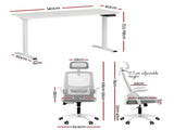 Artiss Standing Desk Office Chair Sit Stand Ergonomic Combo 140cm White SDOC-ET156E-MESH-WHGY