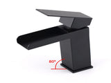 WELS Matt Black Cubic Square Basin Mixer Waterfall Faucet Spout Laundry Tap Set V1233-KSQ105BL