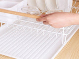 Dish Drainer Kitchen Monolayer Waterproof Cutlery Shelf Tabletop Utensil Storage Shelf White V1294-YM0703-3118230118611