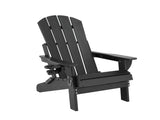 Gardeon Outdoor Chairs Folding Adirondack Beach Chair HDPE Sun Lounge Patio Furniture Garden Black FF-BEACH-HEFD-BK
