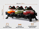 Vintage Witch Hat Spice Jars Set Gothic Apothecary Glass Seasoning Containers with Resin Stand, V1366-AZ2-W-15296