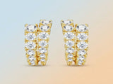 Double-Row Moissanite C-Shaped Earrings in 18K Gold Plated 925 Silver, Brilliant Sparkle for V1341-ZY-2KL7R5D3-MOISSANITE-PREMIUMS925