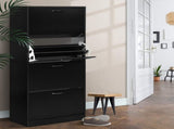 Artiss Shoe Rack Cabinet 60 Pairs 4 Doors - Black FURNI-L-SHOE-4D3R-BK-AB
