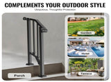 Handrails for Outdoor Steps, 1-2 Step Stair Hand Rail Kit, Transitional Carbon Steel Railings with V952-BPXGMDZLSLZFZ28P2V0