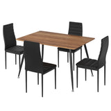 1 Artiss Dining Table and 4 Chairs Set Rectangle Metal DSET-T02WD-C02-BKX4